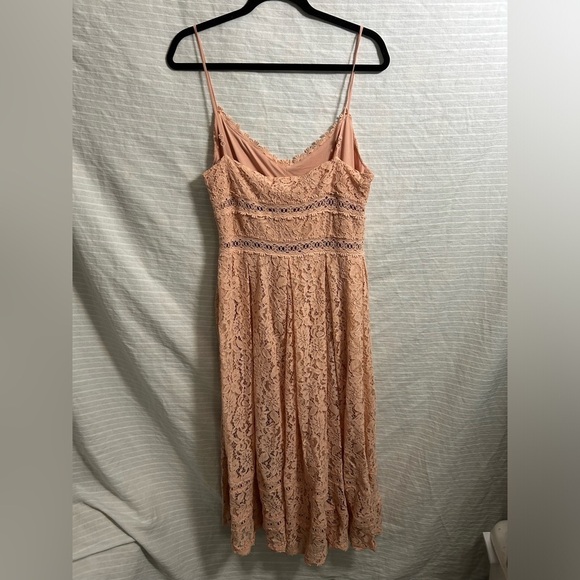 NSR Women's Pink Rose Strap V Neck Lace Dress Zipper Side Lined Flowy Size L - Picture 8 of 8